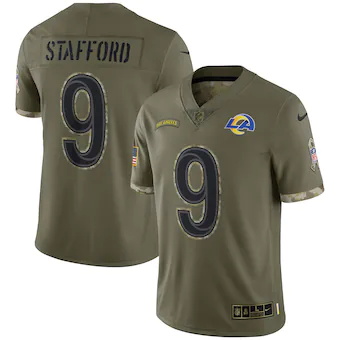 mens nike matthew stafford olive los angeles rams 2022 salu